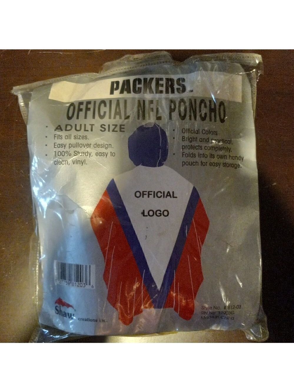 Green Bay Packets Official NFL Licensed Poncho